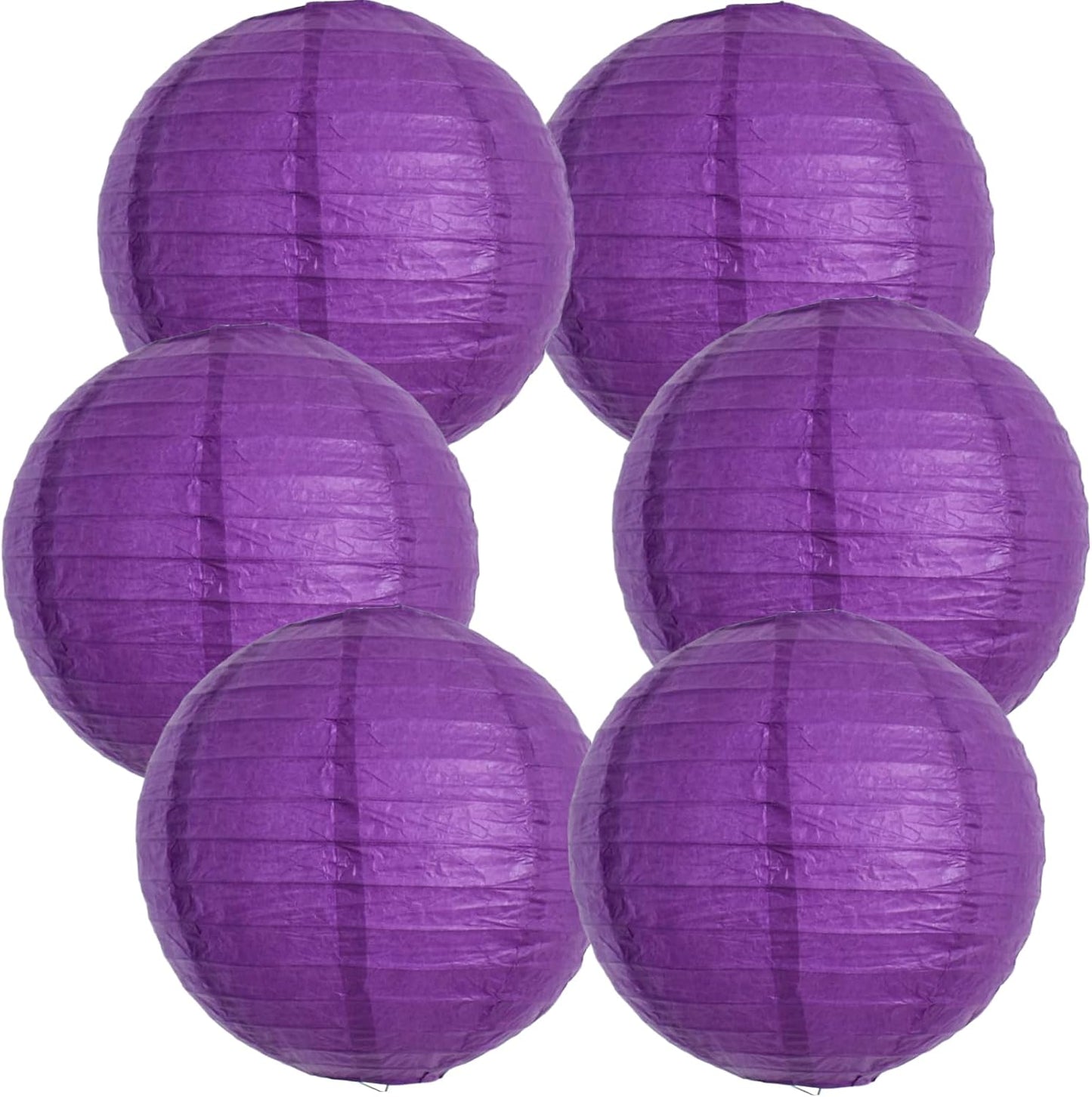 BEISHIDA 12-Inch Purple Round Paper Lanterns Hanging Decorative Chinese Paper Lanterns Lamp for Halloween Mardi Gras Birthday Wedding Party Decoration and Baby Bridal Shower（6 Packs）