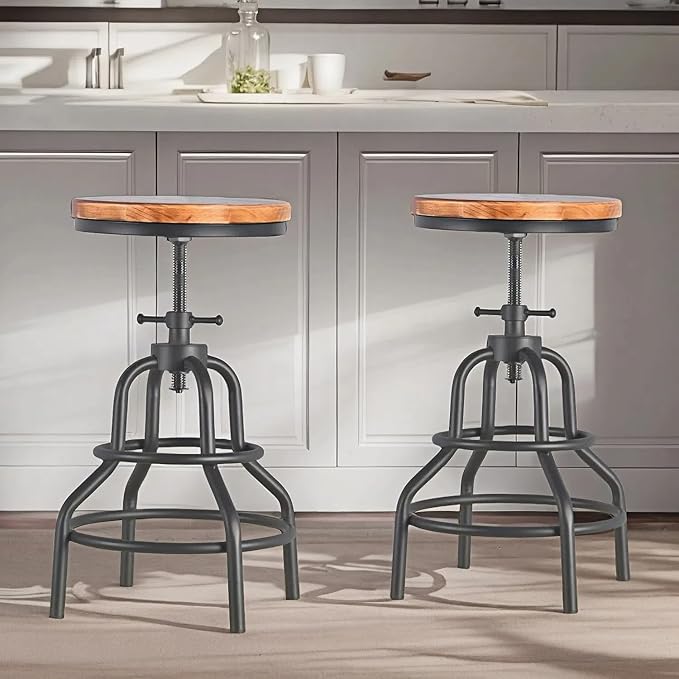 Industrial Vintage Counter Stool, Kitchen Counter Height Adjustable Swivel Chair by Diwhy