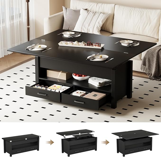 Garvee 40" Coffee Table Lift Top, Converts to Dining Table by Garvee