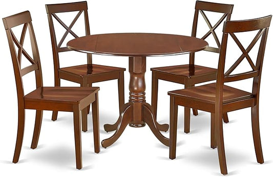 East West Furniture DLBO5-MAH-W 5 Piece Dining Room Table Set Includes a Round by EastWestFurniture