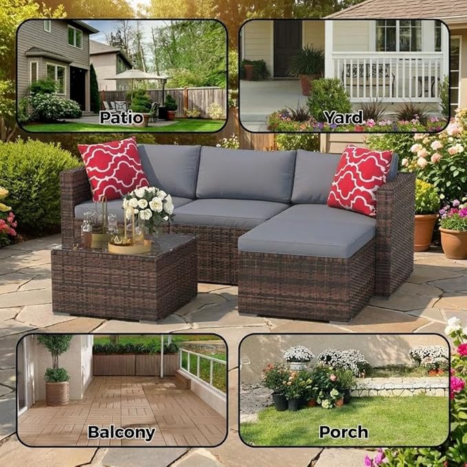 5 PCS Outdoor Sectional Sofa Set, Outdoor Patio Set Sectional Sofa, All-Weather - Image 6