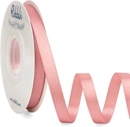 Ribbli Double Faced Rose Gold Satin Ribbon,3/8” x Continuous 25 Yards,Use for Bows Bouquet,Gift Wrapping,Floral Arrangement