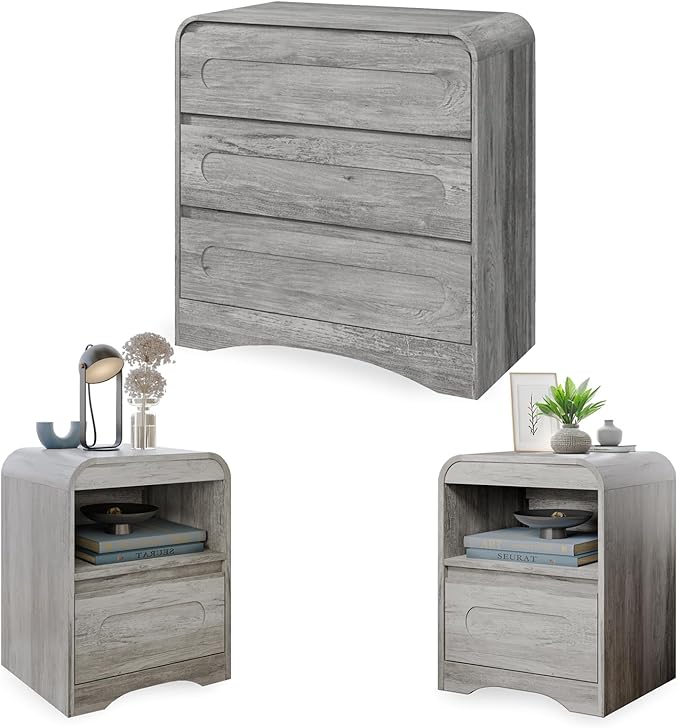 3 Piece Bedroom Set, Dresser and Nightstand Sets by SOLACEFURNITURE