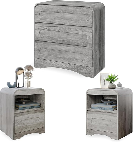3 Piece Bedroom Set, Dresser and Nightstand Sets by SOLACEFURNITURE