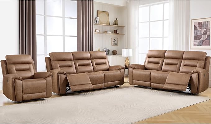 ANJ 3-Piece Faux Leather Power Recliner Sofa Set by ANJ