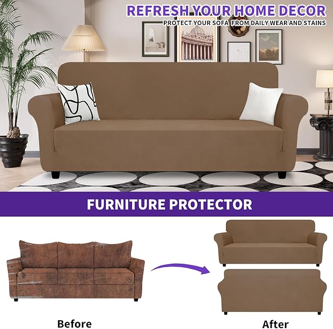 ZNSAYOTX Super Stretch Sofa Cover, New Striped Sofa Covers Fitted Slipcovers - Image 2