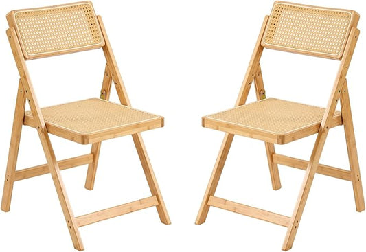 Furlide Rattan Folding Chairs, Modern Mid Century Dining Chairs Set of 2 by Furlide