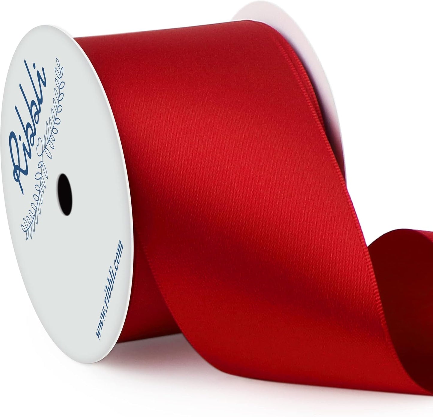 Ribbli Red Double Faced Satin Ribbon, 2” x Continuous 10 Yards,Use for Bows Bouquet,Christmas Gift Wrapping,Floral Arrangement