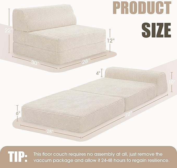 Kasunpul Folding Sofa Bed with Pillow, Memory Foam Fold Out Chair Bed, - Image 2