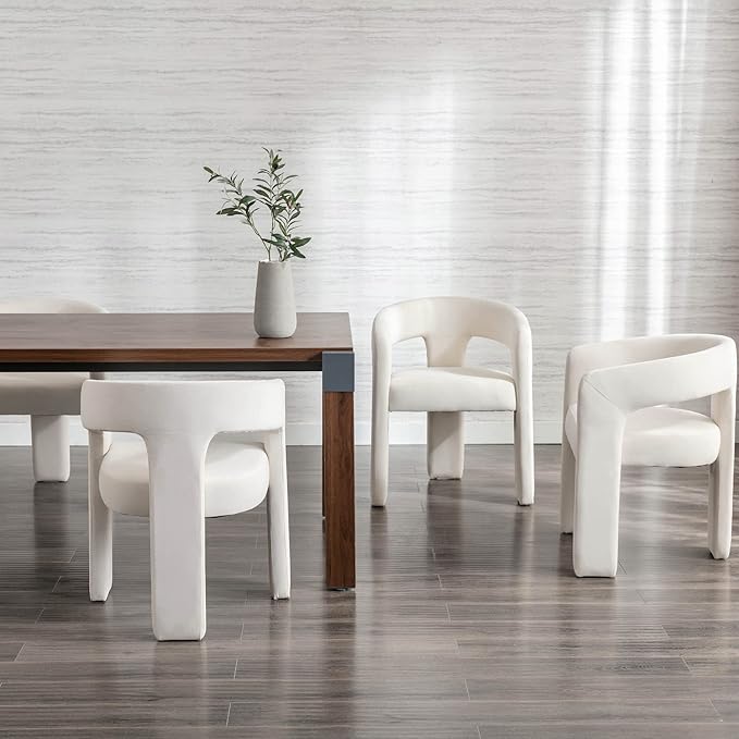 BESTANO Set of 6 Modern Velvet Fabric Upholstered Dining Chairs - Image 2