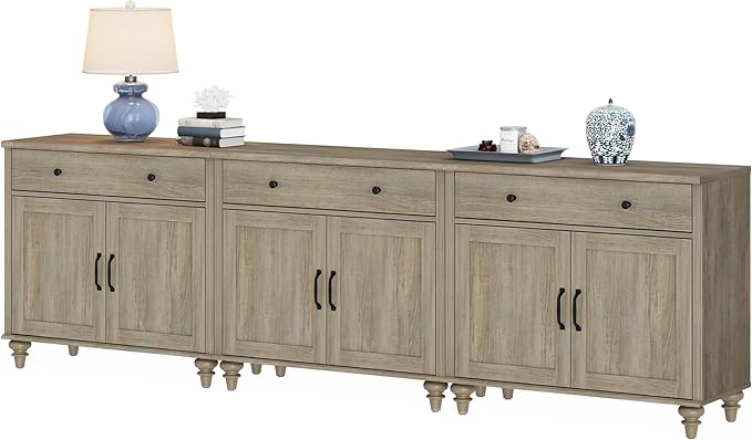WAMAPT Buffet Cabinet with 6 Doors and 3 Drawers, Large Coffee Bar Table Wood - Image 5