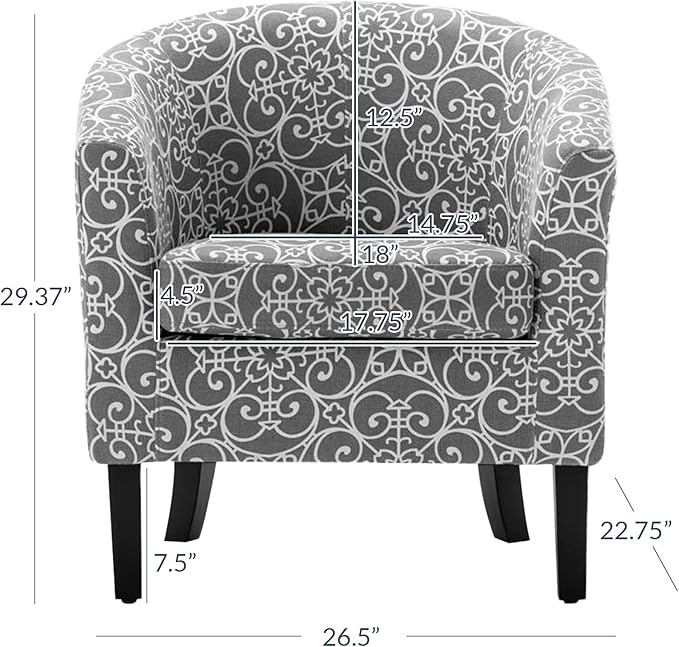 BELLEZE Accent Barrel Chair, Linen Round Chair Club Tub Sofa Corner Chair - Image 3