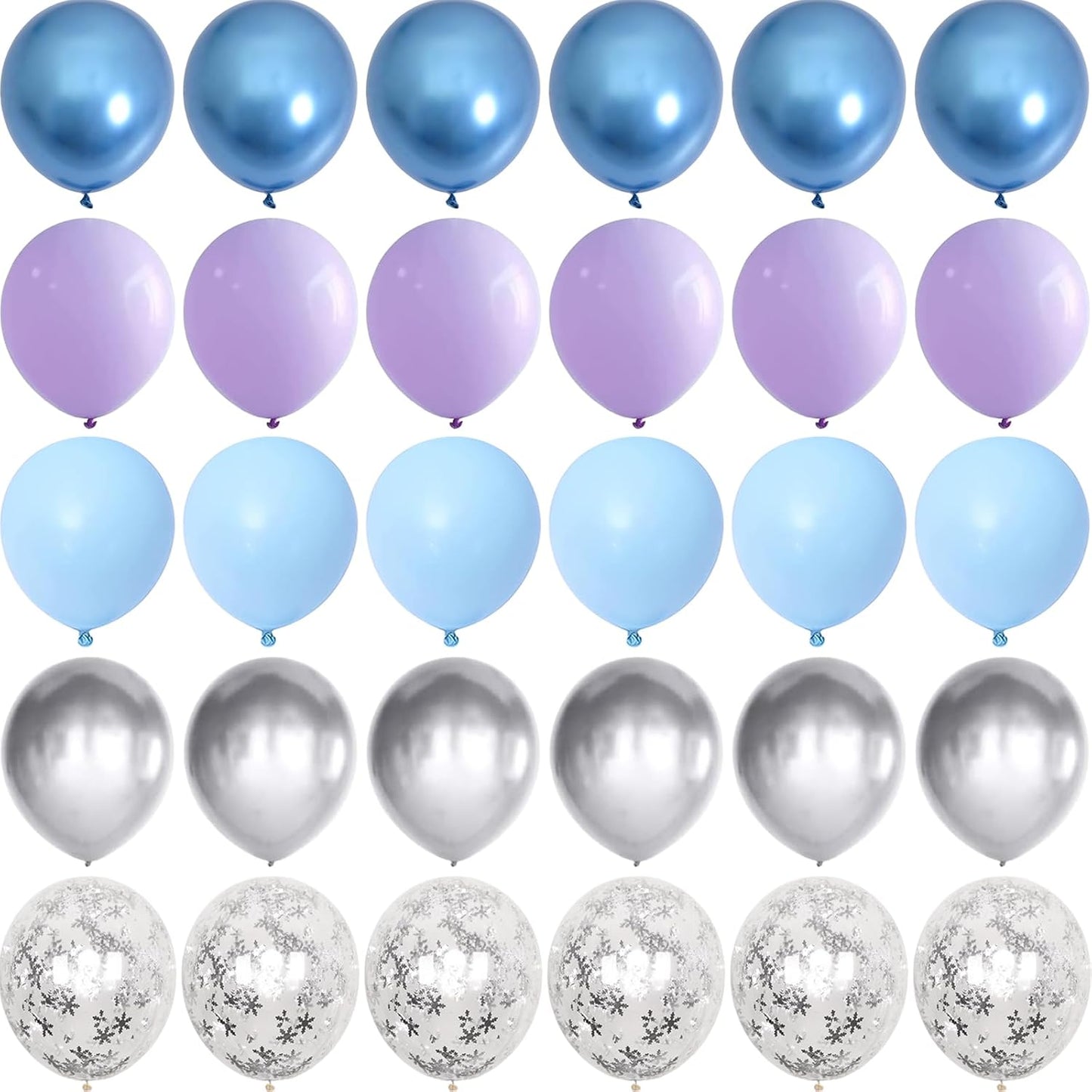 Winter Wonderland Balloons, 60PCS Blue Purple Snowflakes Balloons for Ice Wonderland Christmas Baby Shower Princess Theme Birthday Party Decorations Supplies