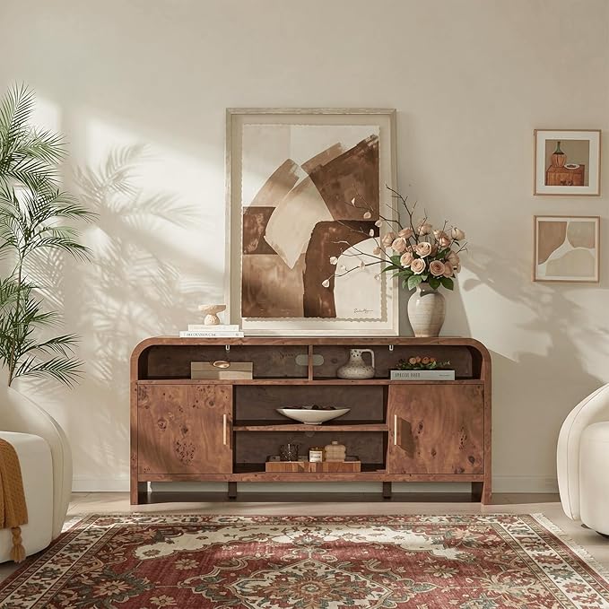 Entertainment Center for Living Room, Curved TV Stand - Image 2