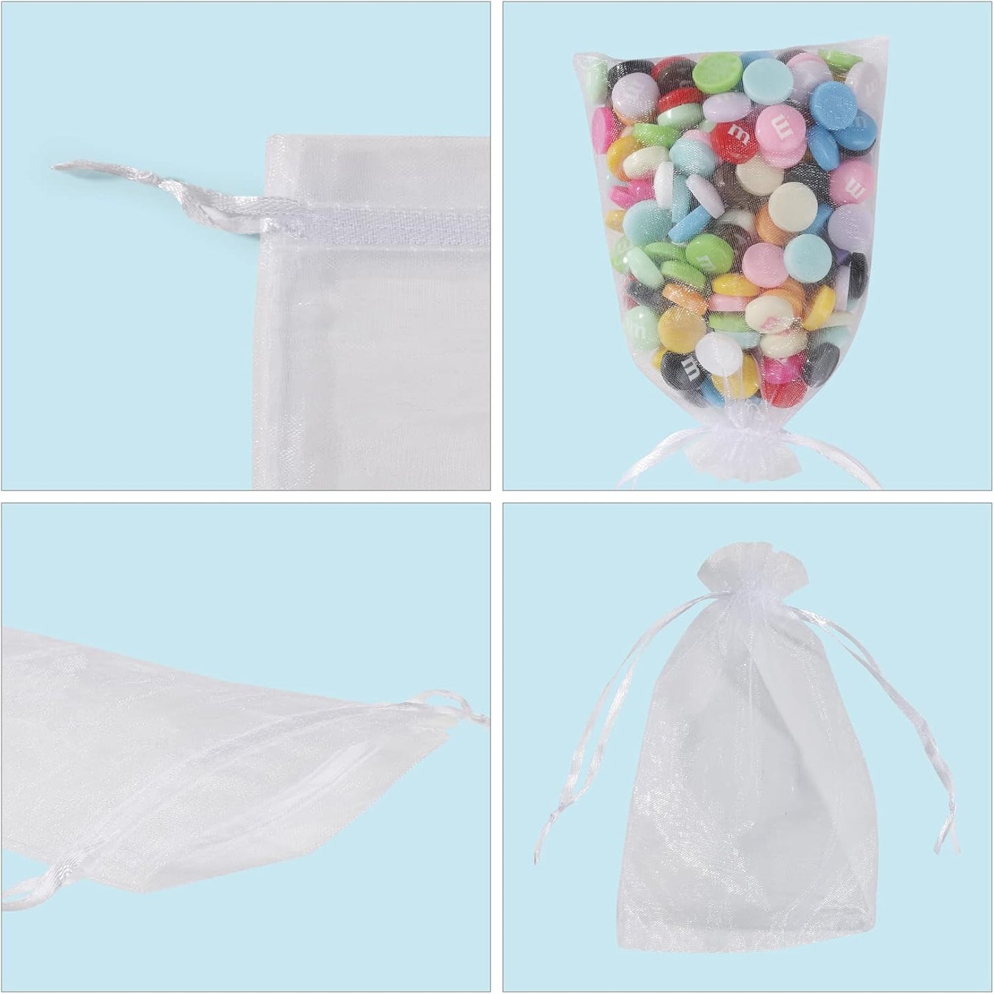 ANZNKU 50 Pack Organza Bags 4 x 6 inch Small Bags, Favor Bag, Sheer Mesh Bag, White Gift Pouches with Drawstring, Organza Favor Pouches, Packaging Pouch for Wedding Party Christmas