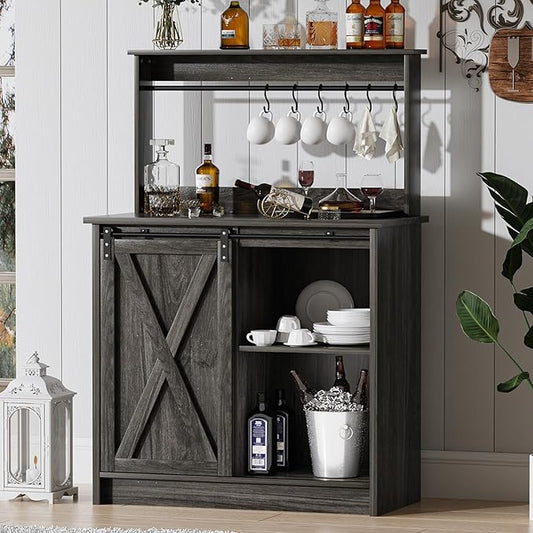 4ever2buy Farmhouse Coffee Bar Cabinet by 4ever2buy