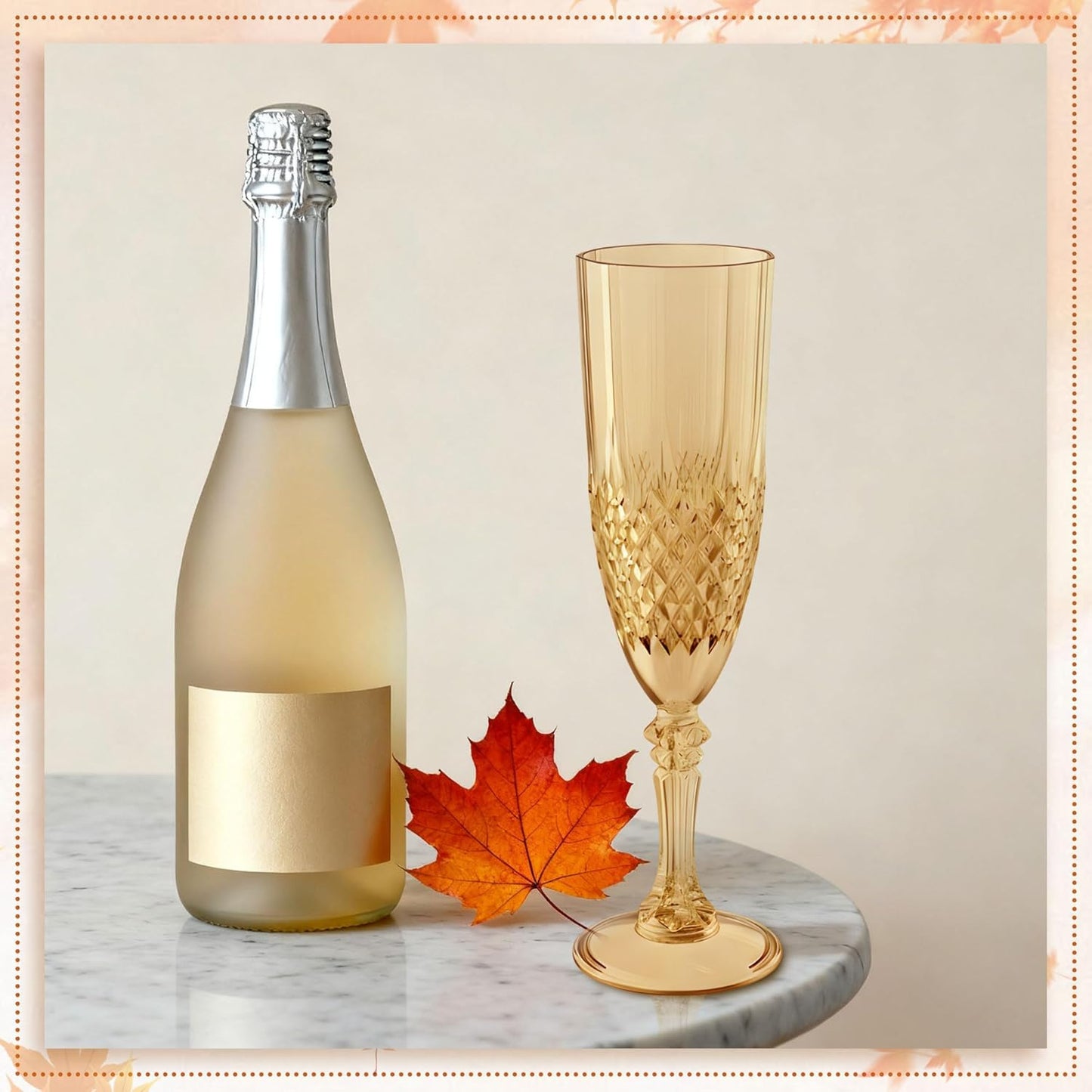 Plastic Champagne Flutes, 12PCS Gold Wine Glasses Goblets Cups Reusable Flute, for Weddings Bachelor Parties Toasting and Events(12, Gold)