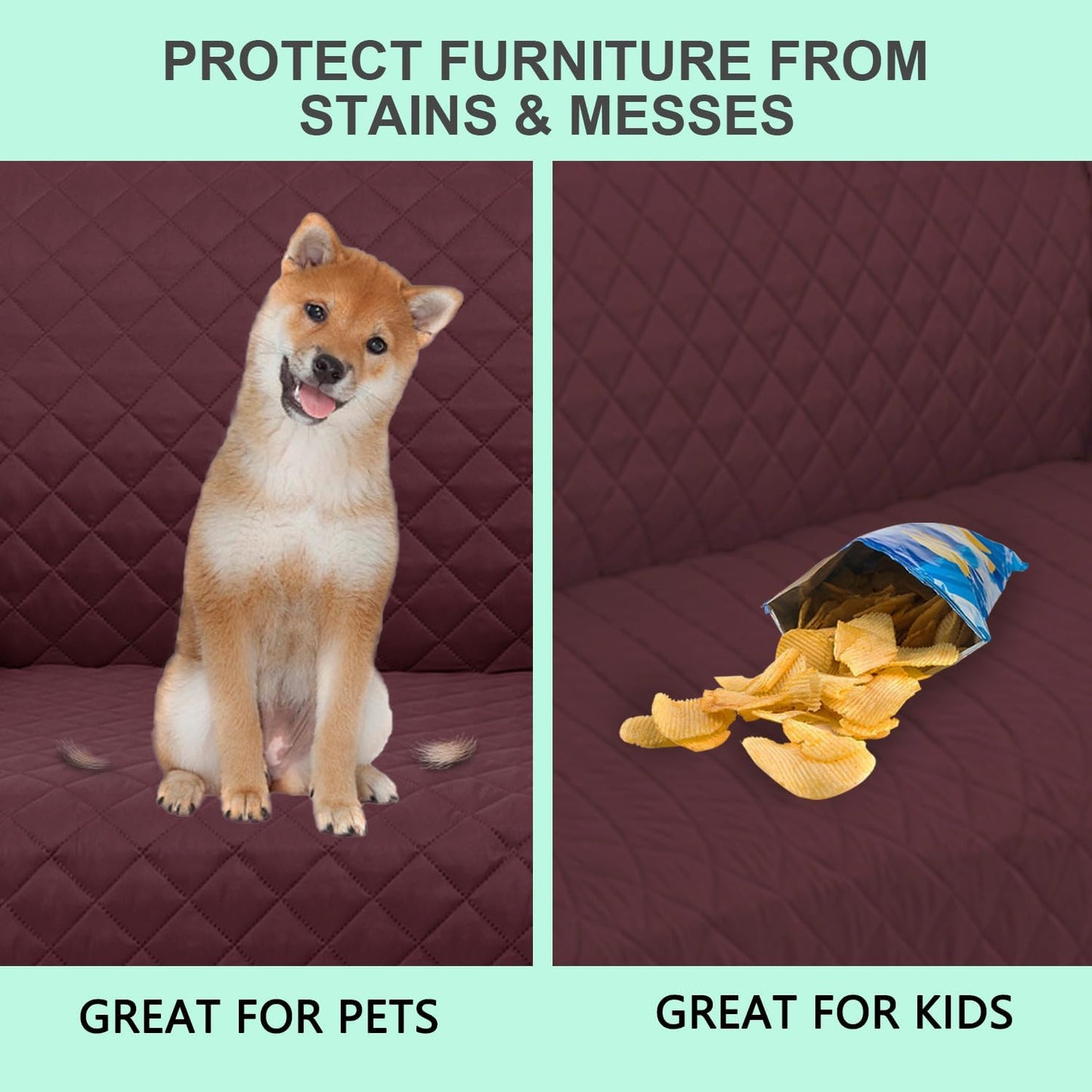 Recliner Chair Covers Reversible Sofa Cover Couch Cover for Pets Lazy Boy Furniture Protector(23''Chair,Burgundy/Camel)