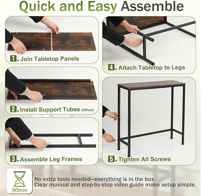 Sturdy Console Table with 98 lb Capacity, Stable Wobble-Free Design - Image 6