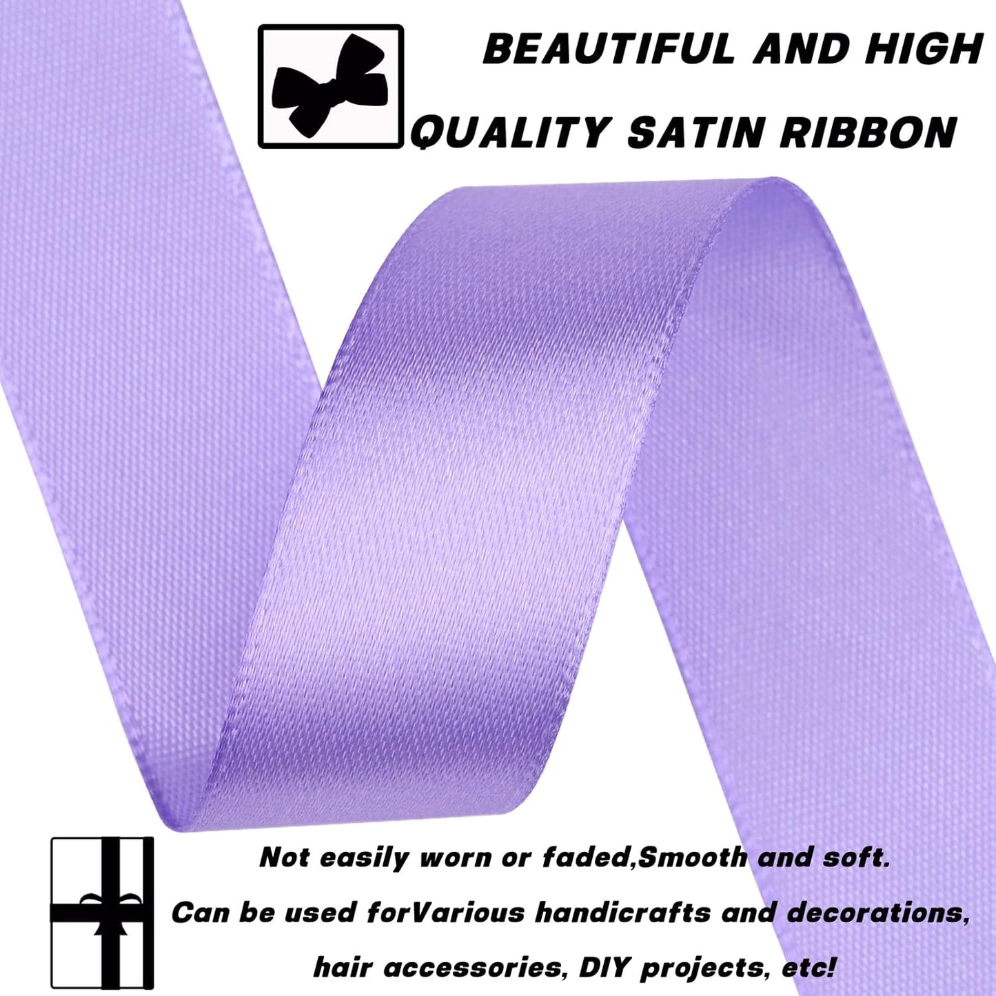Light Purple Satin Craft Ribbon - 7/8 Inch, 30 Yards - Single Face Polyester for Handmade Roses, Gift Wrapping, Wedding & Party Decoration