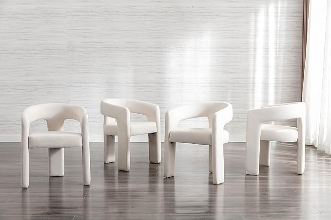 BESTANO Set of 6 Modern Velvet Fabric Upholstered Dining Chairs - Image 4