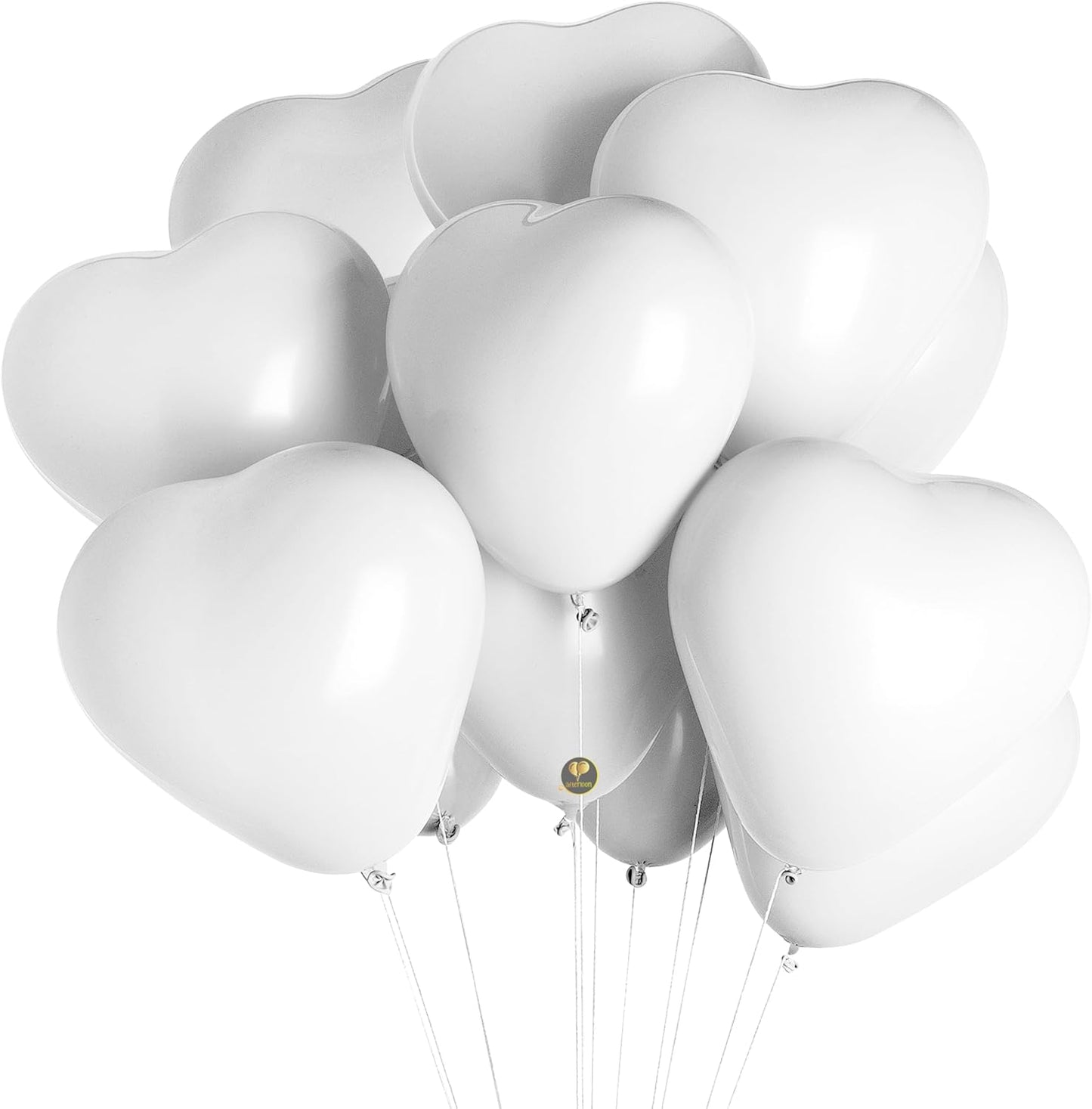 AFTERLOON® Biodegradable Balloons 24 pcs White 12 Inch Heart Shaped, Thickened Extra Strong Natural Latex Helium Float, Proposal Marriage Love Baby Shower Gender Reveal Wedding Bridal Corazones
