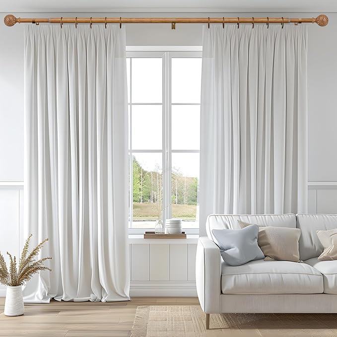 QDWIS Boho Wood Curtain Rods for Windows 48 to 84 inch, Rustic Decorative - Image 2