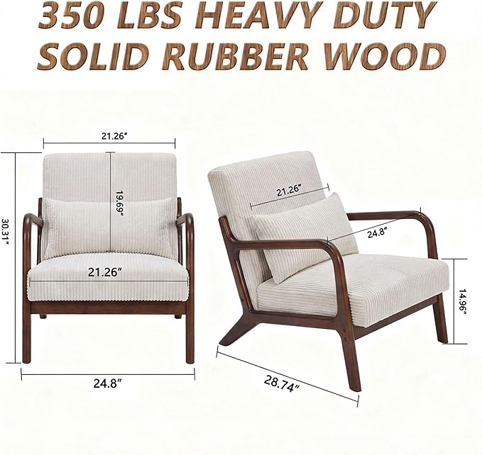 Set of 2 Mid Century Modern Accent Chair - Image 2