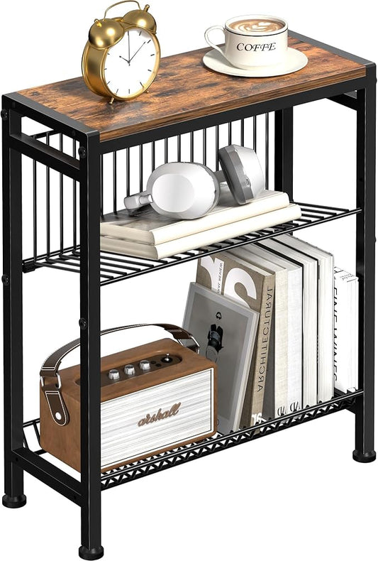 Narrow Side Table for Small Space, 3-Tier End Table by HOME
