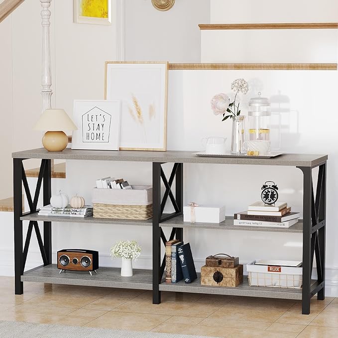 LVB Industrial Entryway Table, Farmhouse Rustic Console Table Behind Couch - Image 5