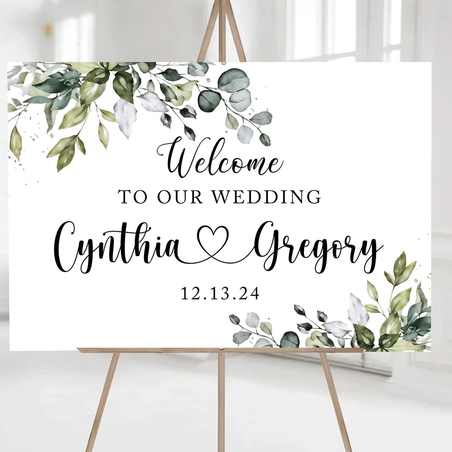 Custom Eucalyptus Wedding Welcome Sign Template, Elegant Eucalyptus Printable Sign for Ceremony or Reception