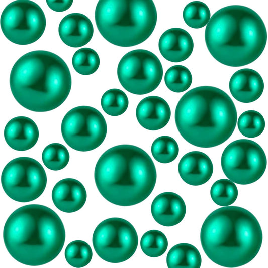 300Pcs Pearl Vase Filler, Green No Hole Faux Pearl Beads for Centerpieces Vases, Candle Centerpieces, Wedding Birthday Party Home Decor 8/10/14/20mm