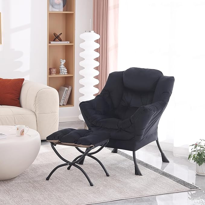 MBOOYOME Lazy Chair with Folding Ottoman, Modern Accent Lounge Armchair with - Image 6