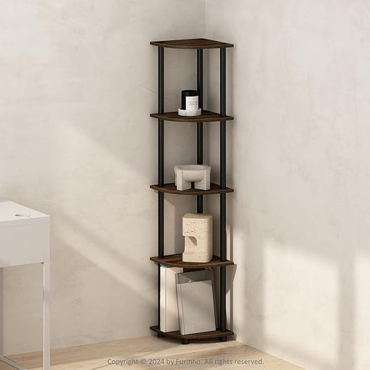 Furinno Turn-N-Tube Storage Shelves, 5-Tier Book Shelf, Corner Shelf, Toolless by Furinno-FitsYourSpaceFitsYourBudget