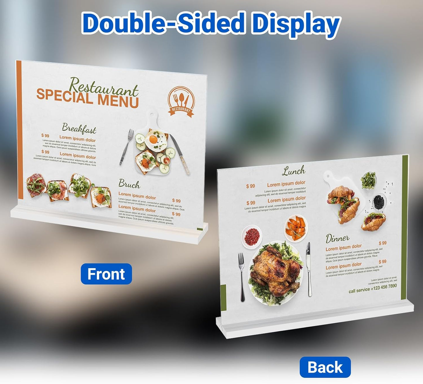 3 Pack Acrylic Sign Holder 11 x 8.5 Horizontal, Double-Sided Clear Sign Holder Plastic Stands for Display, T Shape Acrylic Table Sign Stands for Office Store Restaurants Wedding Party Decoration