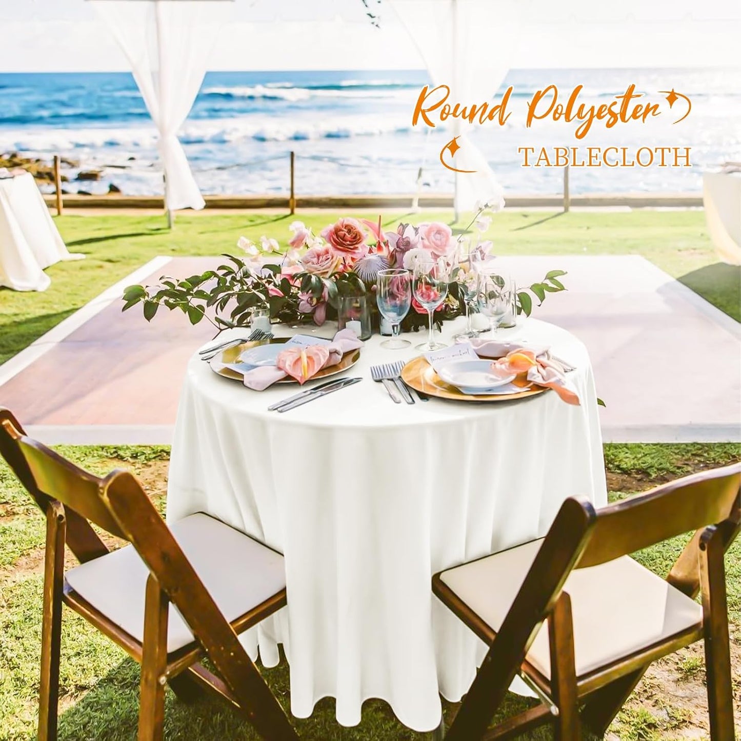 12 Pack Round Tablecloth 90 Inch - Ivory Polyester Table Cloth for Round Table, Premium Ivory Tableclothes Washable Fabric Table Cover for Wedding Party Banquet Restaurant Reception Dining