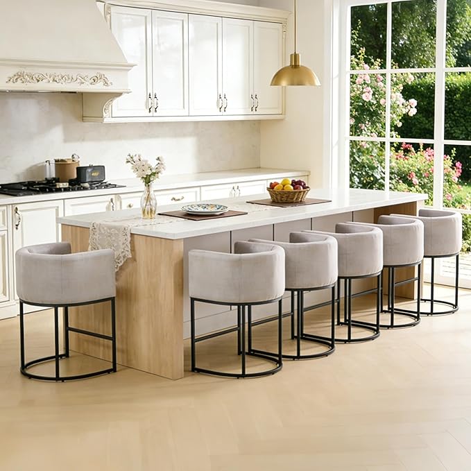 ClinQ 26" H Counter Height Bar Stools Set of 3, Modern Barrel Counter Stools - Image 7