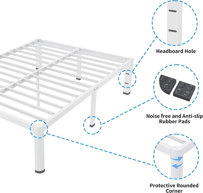ROIL 14 Inch White Twin Size Bed Frame - Image 5