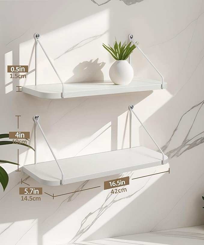 Afuly White Shelves for Wall, Floating Shelf Bathroom, Wall Mounted Shelves for - Image 3