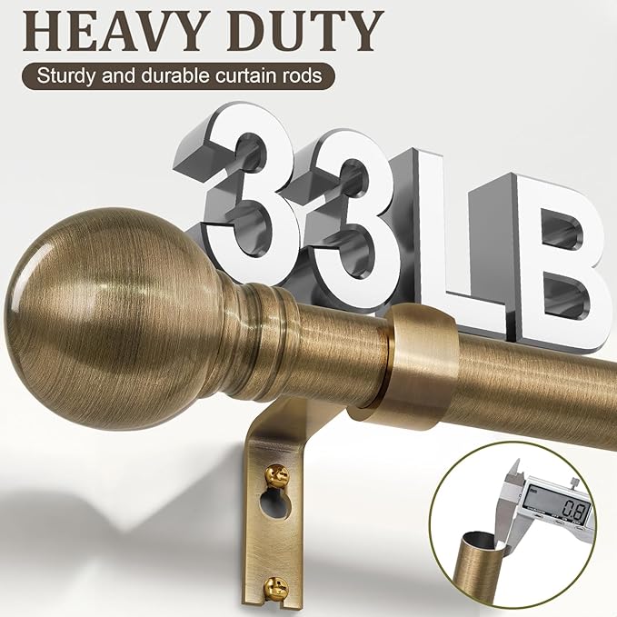 Antique Bronze Curtain Rods for Windows 66 to 120 Inch 1" Diameter Adjustable - Image 5