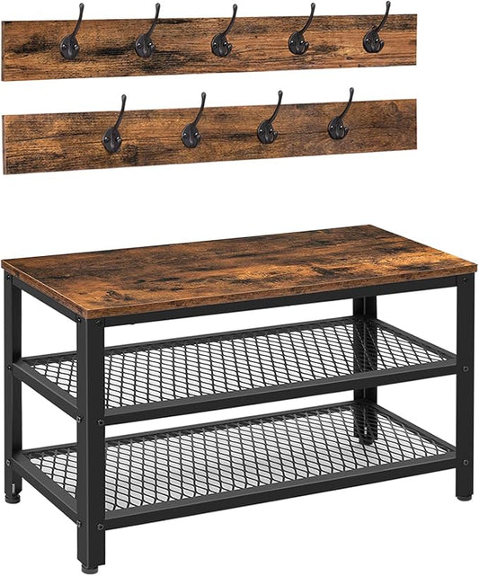 HOOBRO Hall Tree Entryway Storage Bench, Coat Rack Shoe Bench, Shoe Rack by HOOBRO