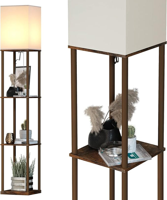SUNMORY Floor Lamp with Shelves, Modern Square Standing Lamp with 3 Color by SUNMORY