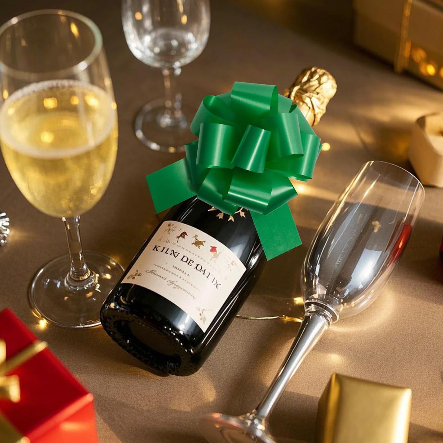 6 PCS 6 Inch Green Pull Bows - Perfect for Gift Wrapping, Wedding Decor, Car Bows, Birthday Parties, Christmas and Valentine's Day