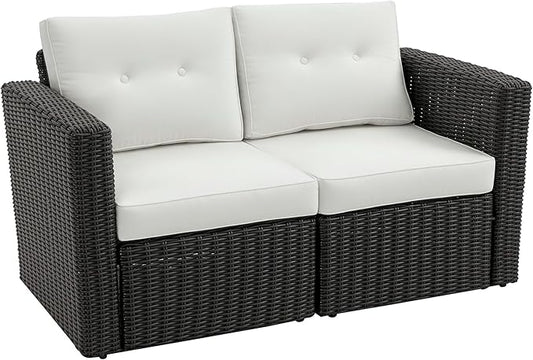 Outsunny 2 Piece Patio Wicker Corner Sofa Set, Outdoor PE Rattan Furniture by Outsunny