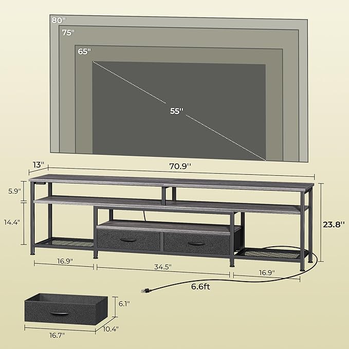 Huuger TV Stand for 75 80 Inch TV, Entertainment Center - Image 6