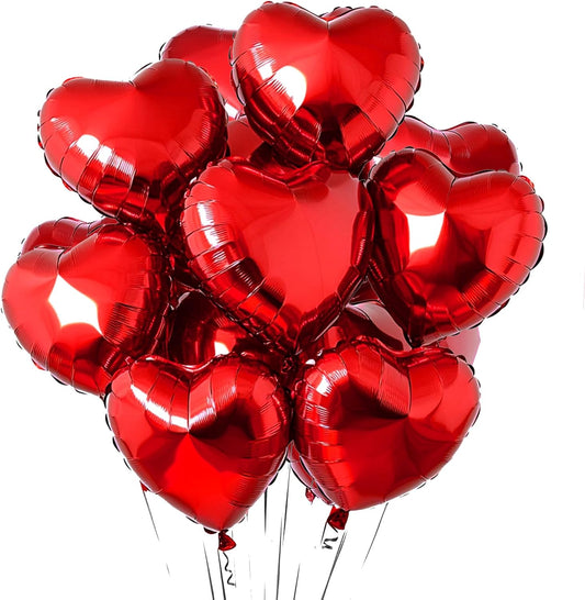 15Pcs Red Heart Balloons Helium 18 Inch Heart Shaped Foil Balloons for Valentines Day Mother's Day Engagement Anniversary Birthday Bridal Wedding Party Decorations