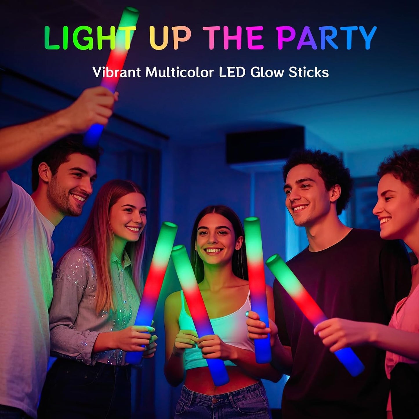 AOWDIAO 45 Pcs 16″ Foam LED Glow Sticks, 3 Light Up Modes, Party Favors for Wedding, Festival & More