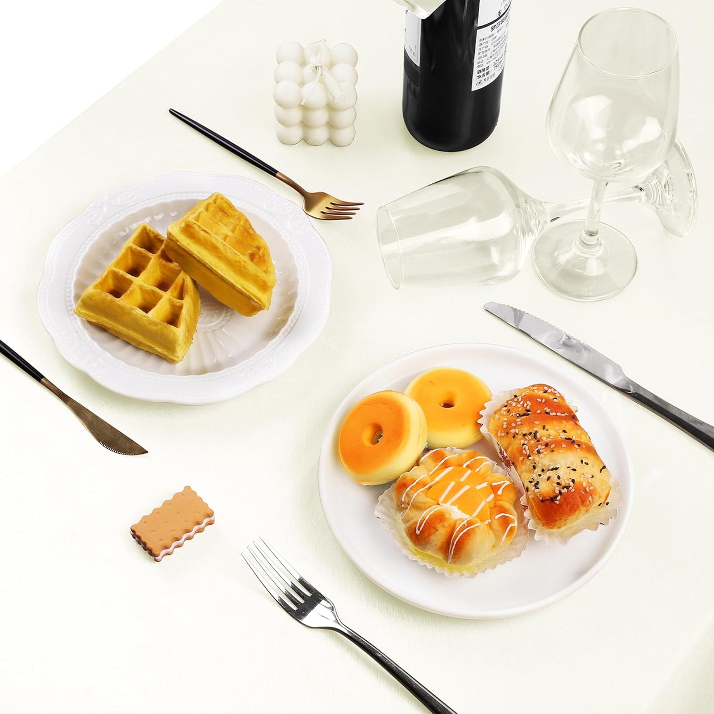 TURSTIN 1 Pack Ivory Satin Tablecloth 102 x 58 Inch Overlay Satin Table Cover Rectangle Bright Silk Tablecloth Smooth Fabric Table Decoration for Wedding Banquet Party Events