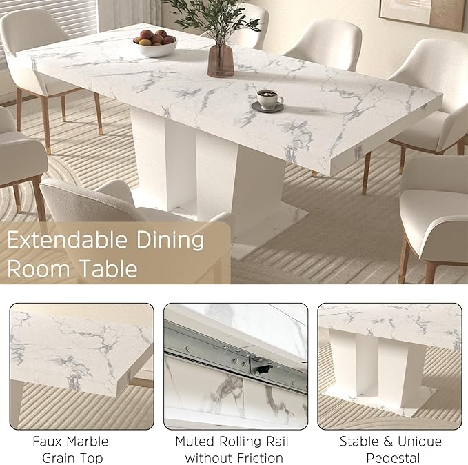 Henf 5 Pieces Faux Marble Dining Table Set - Image 4