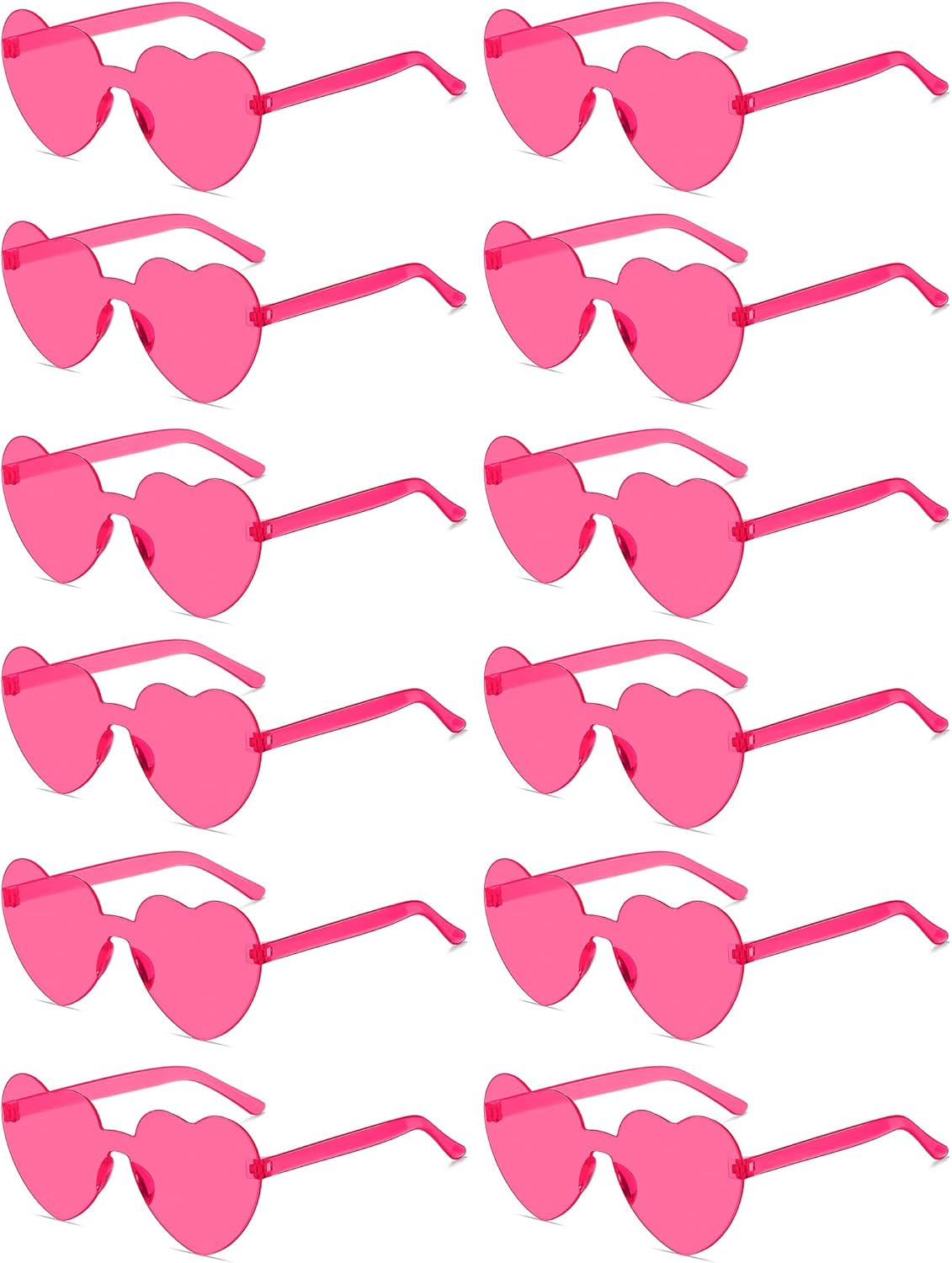 12/20/24 Pairs Heart Sunglasses for Women Men, Trendy Heart Shaped Rimless Transparent Sunglasses, Bachelorette Party